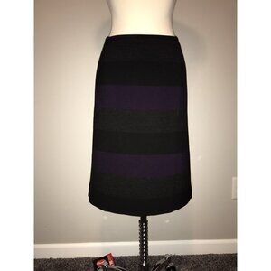 Tahari Arthur S. Levine Black, Dark Gray & Purple Color Block Skirt, Size 14 NWT